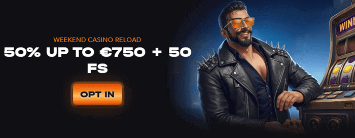 Mad Casino 50% Weekend Reload Bonus with 50 Free Spins 