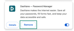 Google Chrome extension removal pop-up, with the "Remove" button highlighted in a green box.