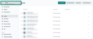 Dashlane account vault settings.