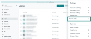 Dashlane account export data.