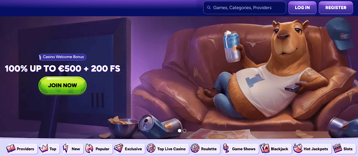 Spinbara Casino 100% Bonus + 200 Free Spins + 1 Bonus Crab 