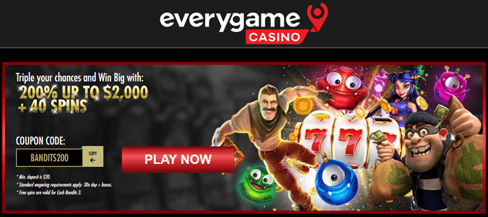 Everygame 200% welcome bonus and 40 free spins 