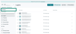 Dashlane account vault settings.