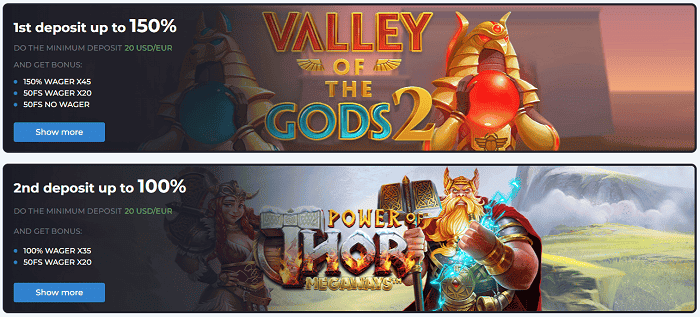 1st and 2nd deposit bonus 