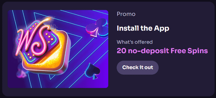 WinSpirit 20 free spins for mobile app 