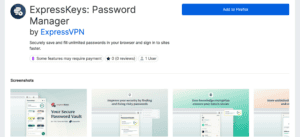 The ExpressKeys extension in Firefox Add-ons.
