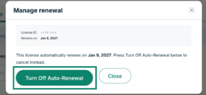 ExpressVPN Teams auto-renewal settings.