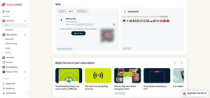 ExpressVPN+ dashboard showing the ExpressVPN page.