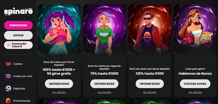 Spinaro Casino Spain Free Spins Welcome Bonus 