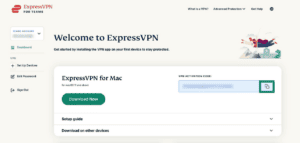 ExpressVPN for Teams dashboard showing copy icon highlighted next to VPN activation code.