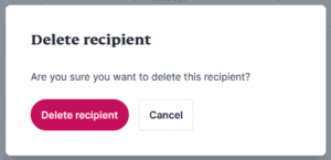ExpressMailGuard dialog box for deleting a recipient.