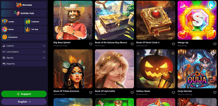 Bettyspin Casino slots, table games, live dealer, and sportsbook 