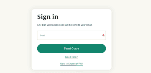 ExpressVPN email authentication sign in screen.