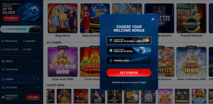 Register your account at Scored Casino 