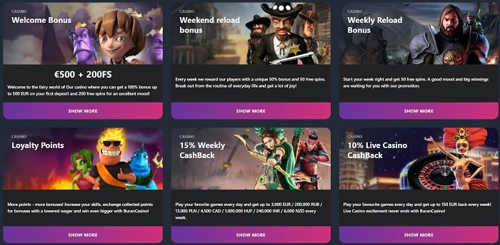 Buran casino bonus