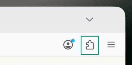 Firefox toolbar with the Extensions button highlighted.