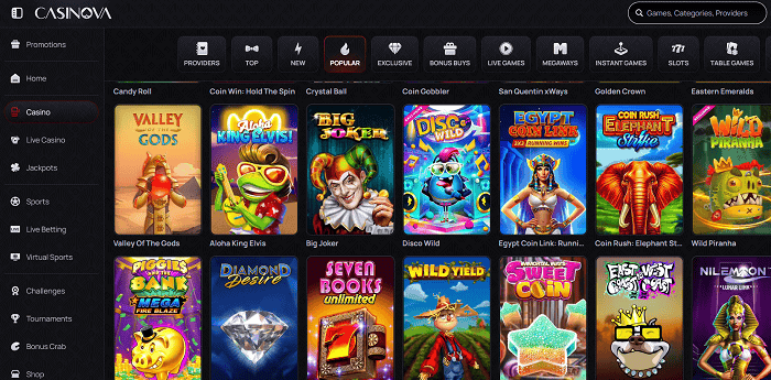 Casinova Free Games and Jackpot Winners! 