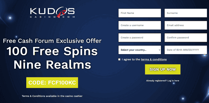 Landing Page with Free Spins 