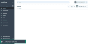 Advanced options in LastPass account.