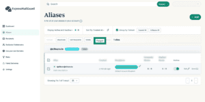 The Aliases page of ExpressMailGuard, showing the Forget option.
