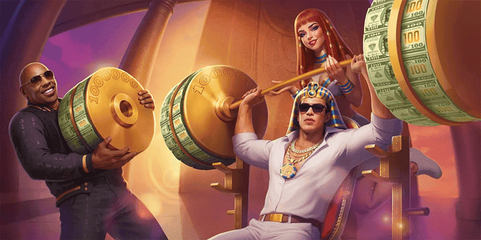 Vibrant image of diverse players enjoying big wins on slot machines with cash and colourful graphics.