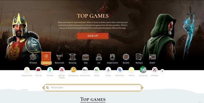 Avalon78 Casino Top Games