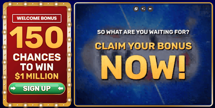 150 chances to win $1 million on Mega Money Wheel at Yukon Gold Casino 