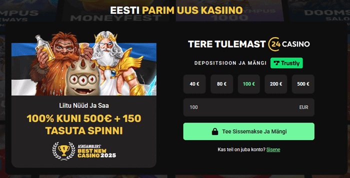 24Casino Estonia Welcome Bonus 