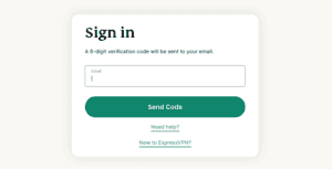 ExpressVPN sign in page requesting email credentials.