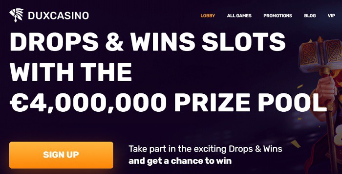 Dux Casino 20 FS no deposit + 100% bonus + 150 free spins