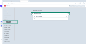 Opera browser showing autofill and passwords option.