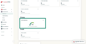 The ExpressVPN+ Activity Hub dashboard, highlighting the Data Removal option.