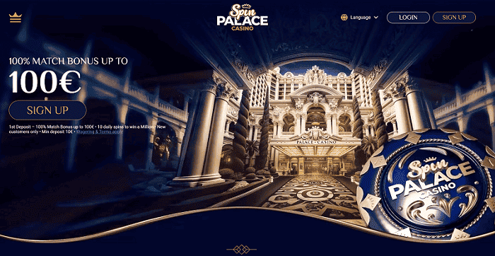 Spin Palace 100 free spins on $1 deposit! 