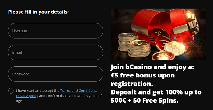Create your account and receive a 5 EUR no deposit bonus!