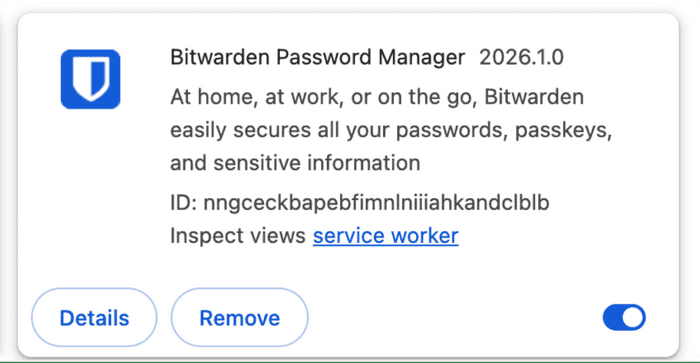 Bitwarden-Chrome-Erweiterung.