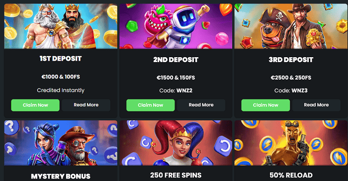 Winningz Casino Bonuses and Promotions 