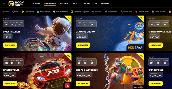 Moonwin Casino Tournaments and Missions 