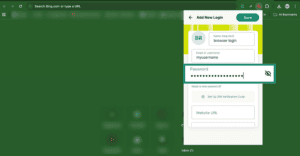 ExpressKeys app add new login options showing password highlighted.