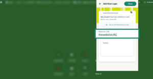 ExpressKeys app add new login options showing website URL field highlighted.