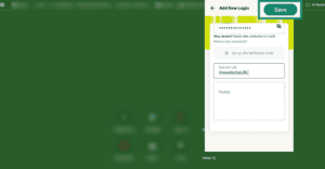 ExpressKeys app add new login options showing save button highlighted.