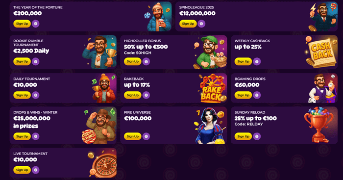 Spinania Casino Promotions and Bonus Codes 