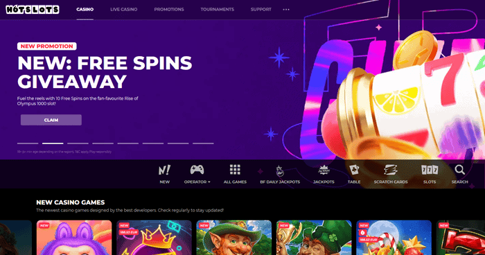 Hot Slots Free Spins Bonus Interface