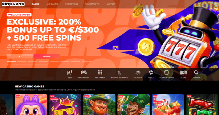 HotSlots 500 Free Spins and 200% Welcome Bonus 