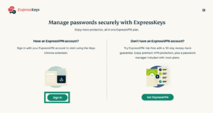 The ExpressKeys sign-in page, highlighting the option to Sign in.