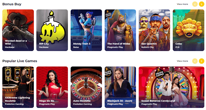 Bonus Buy and Live Dealer Games 