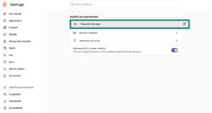 Password manager in Brave browser.