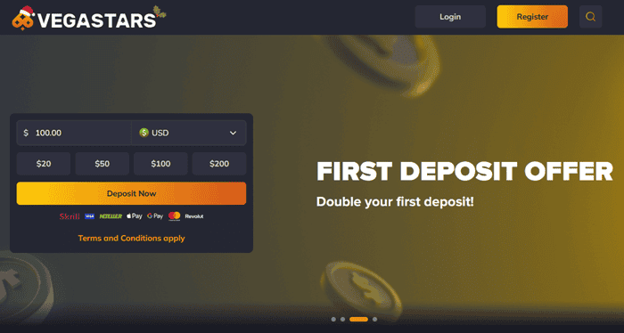 Vegastars Welcome Offer and Free Spins 