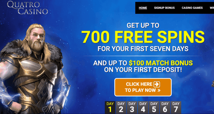 Quatro Casino 700 free spins on 1 deposit 