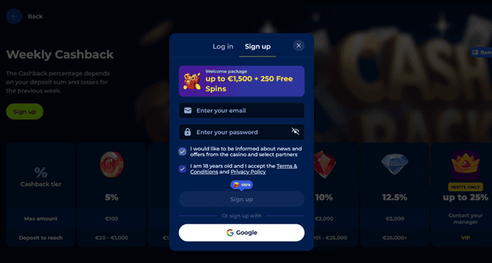 Billionairespin Register & Login 