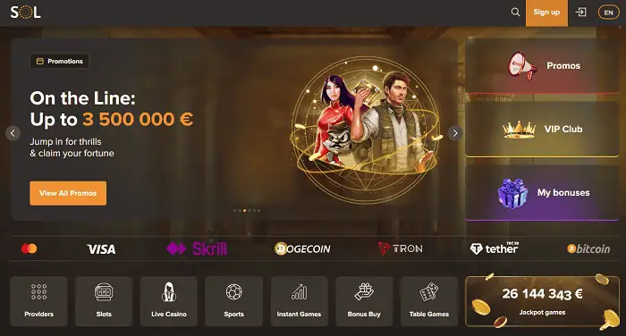 SOL Casino no deposit bonus 